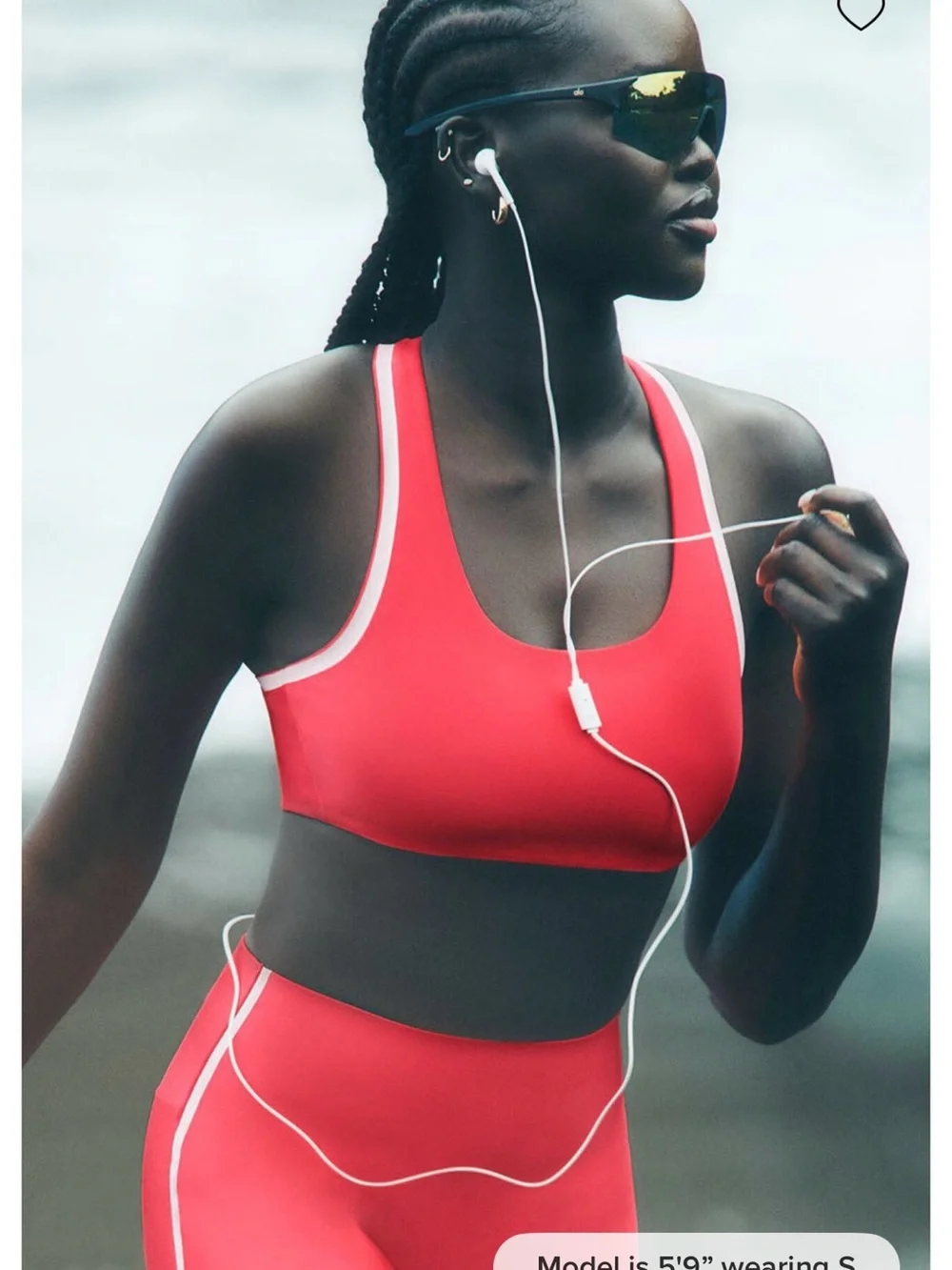 ALO Yoga candy hear red Pink Sports Bra with White Contrast Trim - Picture 2 of 5